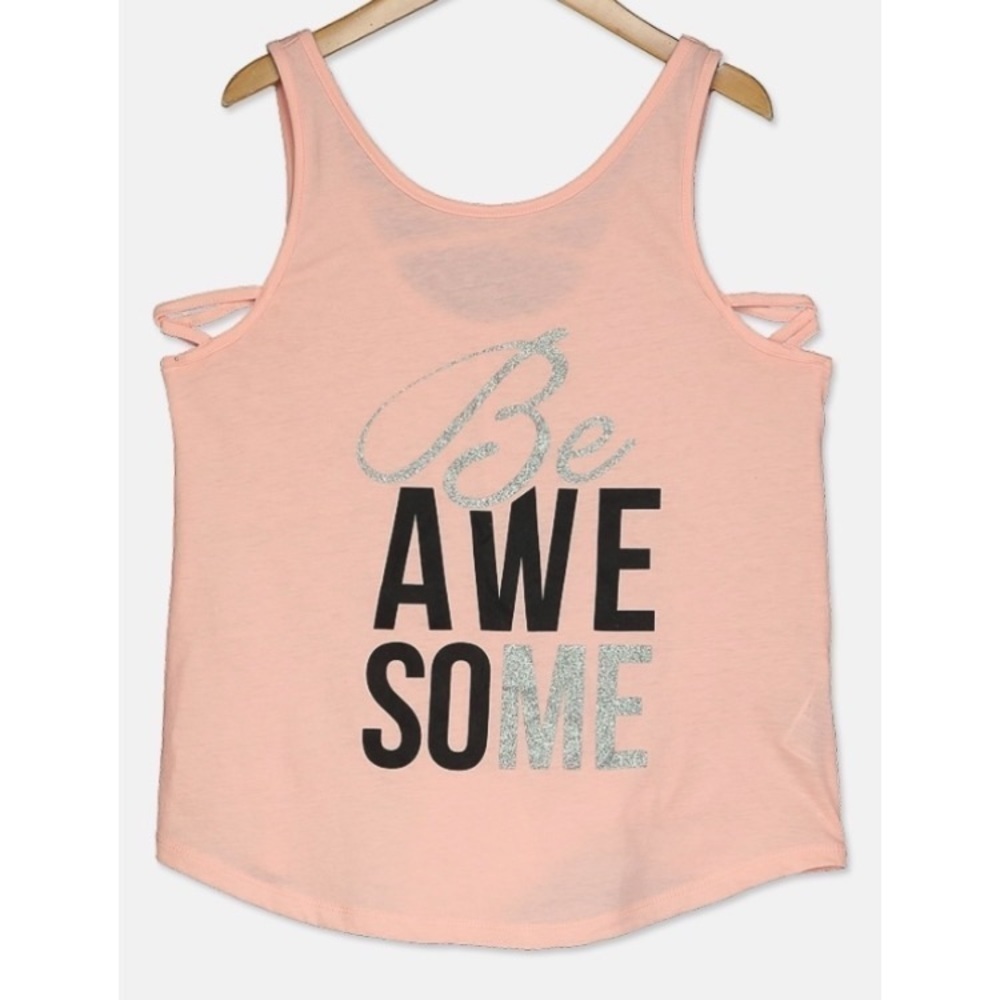 Nwt Ideology Big Girls Graphic Strappy-Back Tank Top, Satin Pink